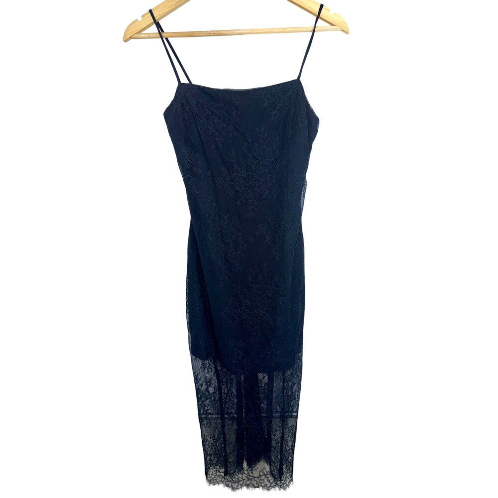 Abercrombie & Fitch Black Lace Sleeveless Tank Mini Midi Dress Womens Size XXS P